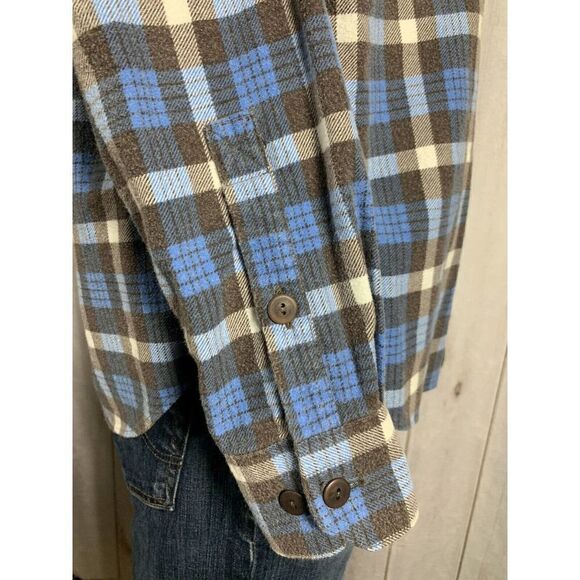 LL Bean Mens Long Sleeve Button Up Flannel Shirt 2 Pockets - Sz Medium Cotton - Picture 13 of 16